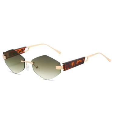 Imagem de HCHES Óculos de sol masculinos sem aro, lentes cortadas, sem armação, de metal, para mulheres (3793-C5)