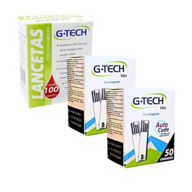Imagem de G tec Kit de Teste Vita, 100 Tiras de Glicemia + 100 Lancetas