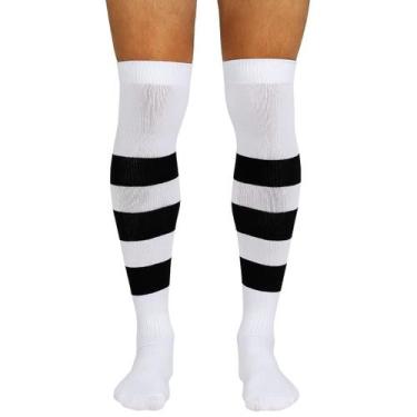 Imagem de Meião Futebol Adulto Pé Atoalhado Apollo, 38 a 43, Preto, Branco