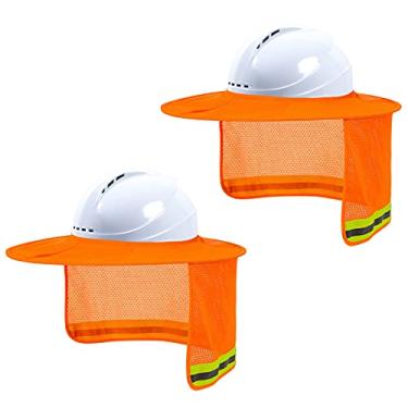 Imagem de LIZMOF Chapéu de sol rígido, viseira de sol de alta visibilidade com tira refletiva, acessórios de chapéu rígido, aba completa, homem e mulher (chapéu rígido não incluído), laranja, pacote com 2
