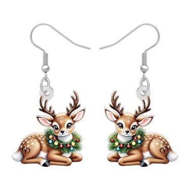 Imagem de LONYOO Brincos de cervo sika fofos de acrílico pendurados, brincos de rena Chrismtas, joias de fulvo, presentes para amantes de animais da floresta, presentes para mulheres e mães, Medium, Acrílico