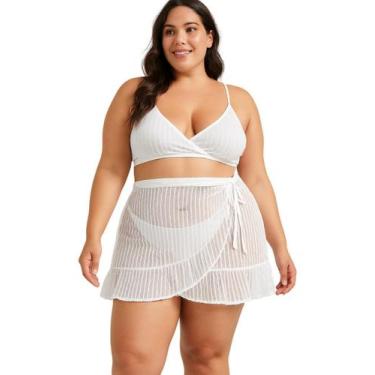 Imagem de Saída Praia Plus Size Saia Amarrar Transparente Feminina Adulto Soltin
