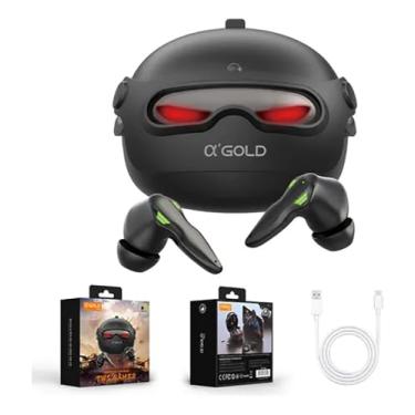 Imagem de Fone Gamer, A’Gold FN-B48 TWS Bluetooth 5.4, Som Imersivo, Cancelamento de Ruído IA, LED Estilo Gamer, Microfone HD, Bateria Longa Duração P/Jogos, Música, Esportes, Corrida, Academia