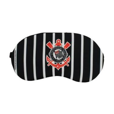 Imagem de Máscara de Dormir Corinthians, Listrada Preta e Branca, Neoprene, 19 x 10 cm