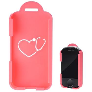 Imagem de Clipe de crachá compatível com suporte Vocera V5000, suporte seguro para crachá de enfermeira, ideal para proteger e transportar emblemas com design de padrão (rosa)