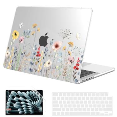 Imagem de G JGOO Compatível com MacBook Pro 14 polegadas 2025 2024-2021 M4 M3 M2 M1 Pro/Max A3112 A3185 A3401 A2918 A2992 A2779 A2442, capa rígida de plástico + capa de teclado + protetor de tela, flor de