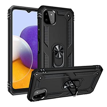 Imagem de SORAKA Capa para Samsung Galaxy A22 5G com suporte para anel Capa Slim Fit de TPU macio Capa Samsung Galaxy A22 5G com placa de metal para suporte magnético de telefone para carro