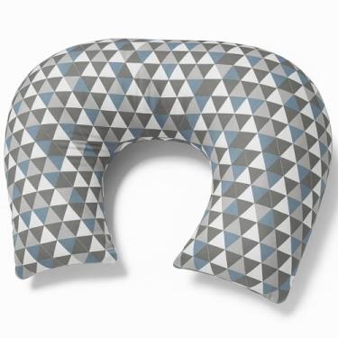 Imagem de Almofada de Amamentação Laço Algodão Filho Grande com Zíper Lavável (Azul geométrica)