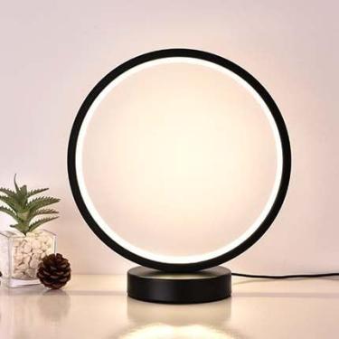 Imagem de Luminária de Mesa em Formato de Anel Moderna Minimalista LED com 3 Tons de Luz – USB ou Tomada(Plug-In)