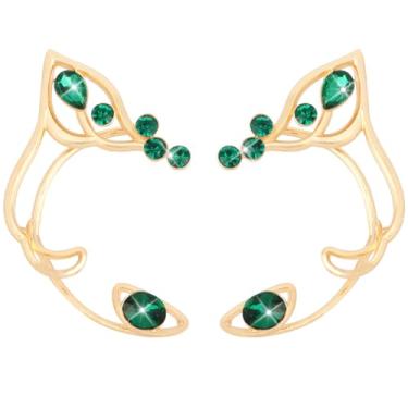 Imagem de Didder Brincos de orelhas de fada, brincos de elfo de Halloween, sem piercing para adultos, homens, mulheres, orelhas fae, acessórios de cosplay, fantasia medieval renascentista, Zinco, Cristal