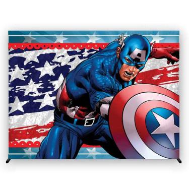 Imagem de Painel de Festa Retangular Capitão Americano 5,00x2,50 Metros Fera Pri