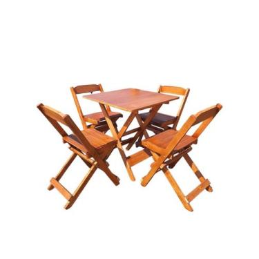 Imagem de Conjunto Jogo De Mesa Dobravel Com 4 Cadeiras Madeira Maciça Bar Resta