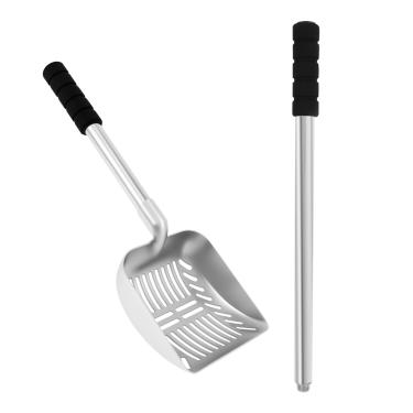 Imagem de Colher de lareira, ferramenta de pá de lareira, carvão vazado, areia de gato de aço inoxidável, pá de carvão para fogão a lenha com alça ajustável para fogão a lenha em ambientes internos