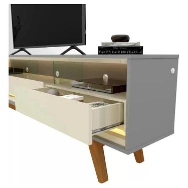 Imagem de Rack Para Tv Até 75 Requinte 212 Led K/Pé Cinza Off - Gelius - Gelius 