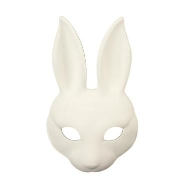 Imagem de Hosfairy 1 peça de máscara de coelho branco DIY Dia das Bruxas, máscara de coelho, para Páscoa, Halloween, cosplay, festas de máscaras, acessório de fantasia