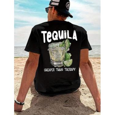 Imagem de Camiseta Básica Estampada Moda Estilo Drink Tequila Casual - crushed, 