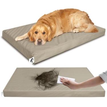 Imagem de GUANGDEEN Cama de couro XXL para cães, impermeável, resistente a pelos, cama ortopédica para animais de estimação com capa removível, tapete de caixa de tamanho grande