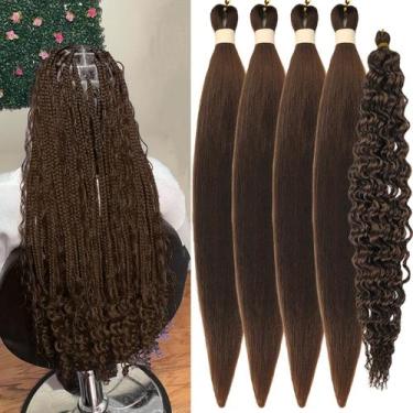 Imagem de Tranças de cabelo Gozill Brown Boho Braids pré-esticadas