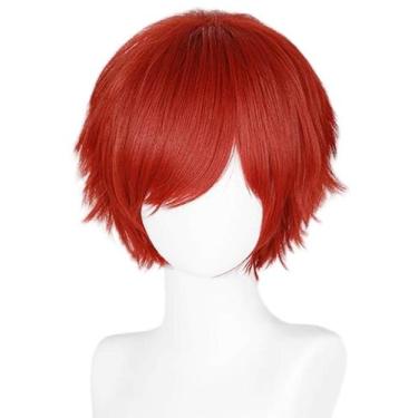 Imagem de Peruca LABEAUTÉ Max Beauty unissex, curta vermelha, anime, cosplay