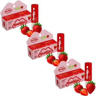 Imagem de Kit 3 Hidratante Labial Morango 3.6g MenelaLips - HIDRAMAIS