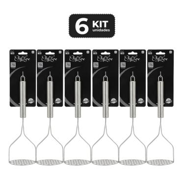 Imagem de Kit 6 Amassador De Inox P Batata Manual Multiuso 26 Cm