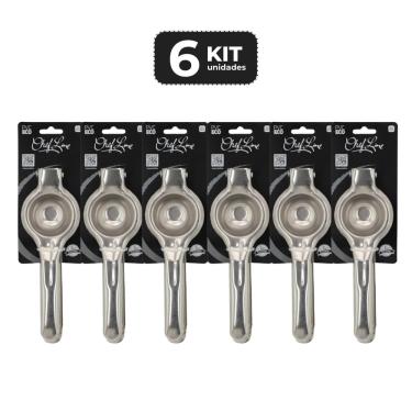 Imagem de Kit 6 Espremedor Inox Para Limao 20Cm