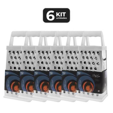 Imagem de KIT 6 RALADOR INOX 4 FACES 7" BRANCO