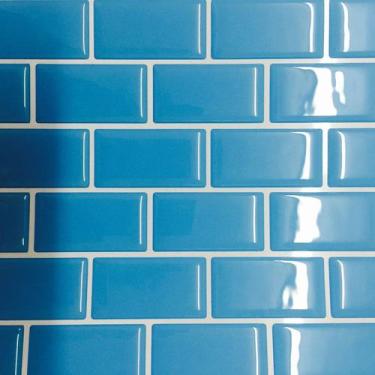 Imagem de Pastilha Adesiva Resinada Tijolinho Azul - Kit com 4 Placas de 3 M - C