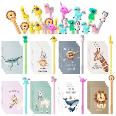 Imagem de Mini cadernos Colarr, 64 unidades com canetas de desenhos animados par