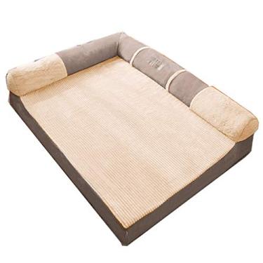Imagem de Cama para animais de estimação, sofá ortopédico de pelúcia, colchão ergonômico de contorno, espreguiçadeira em forma de L, cama para cães, calmante, antiansiedade, com capuz, donut, cama para cães