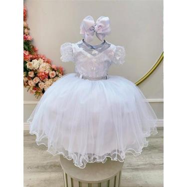 Imagem de Vestido Infantil Branco com Renda para Daminhas de Batizado - Fabuloso