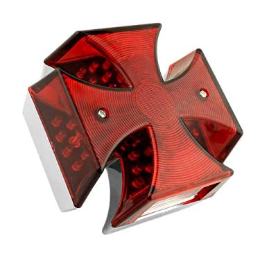 Imagem de Luz traseira personalizada para motocicleta, luz traseira de 12 cm, lente vermelha cruzada, LED, luz de placa de freio traseiro
