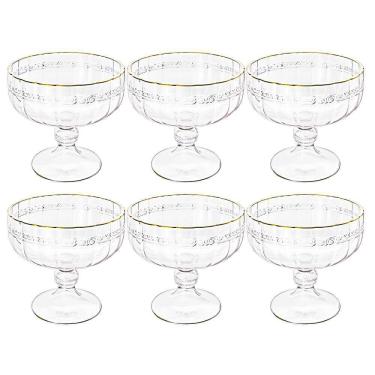 Imagem de Taça Sobremesa Em Cristal Imperial Fio Ouro 200Ml 6 Peças