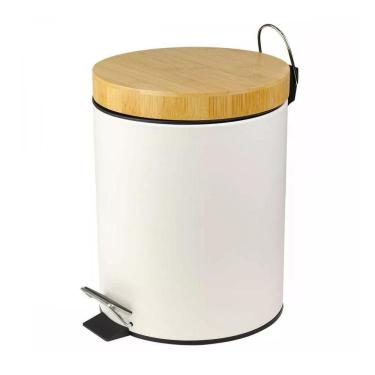 Imagem de Lixeira Tampa De Bambu Branca 5L 293929 Kala