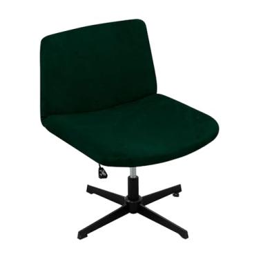 Imagem de Kitegrese Capas de cadeira de escritório com pernas cruzadas elásticas, capa larga para assento de escritório moderna, giratória, para sala de estar e quarto (verde escuro)