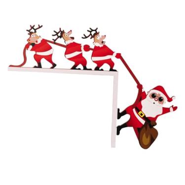 Imagem de predolo Decoração de porta de Natal, enfeite de porta, placa de canto de Natal engraçada, enfeite de placa de madeira para lareira, quarto, móveis, para a Direita