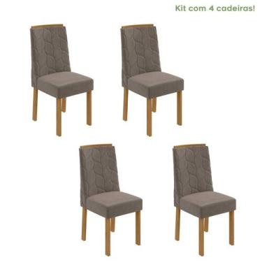 Imagem de Kit com 4 Cadeiras para Sala de Jantar Estofadas Astrid - Móveis Lopas