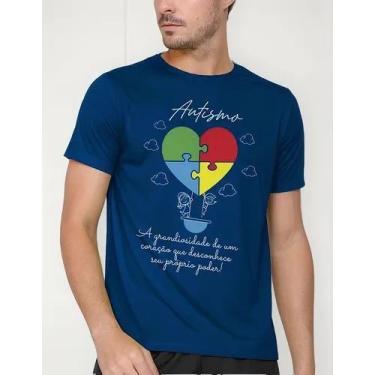 Imagem de Camiseta Camisa Algodão Feminina Masculina Adulto Campanha Abril Azul 