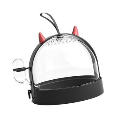 Imagem de YOUTHINK Gaiola Pequena para Animais de Estimação Gaiola de Viagem para Hamster Segurança Portátil Material PS de Alta Transmitância Com Porta Giratória Lateral de 180 Graus para Planador (Preto)