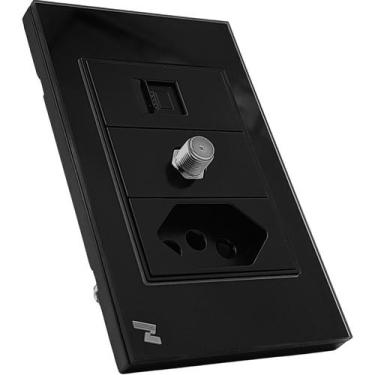 Imagem de Tomada De Embutir 20a Com Rede Rj45 E Antena 3 Em 1 Sem Wifi Cor Preto