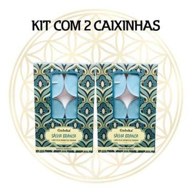 Imagem de KIT C/2 CX's Vela Aromática Para Rechaud Indiana Goloka, SÁLVIA BRANCA