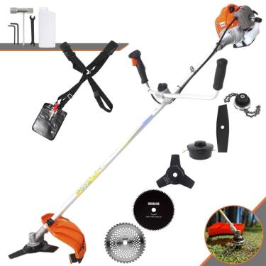 Imagem de Aparador de Grama Completo Vulcan VR430-P À Gasolina Motor 2T 43cc 10.000rpm 1,7HP de Potência Com Kit 4 Lâminas de Corte, Trimmer e Carretel de Nylon
