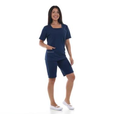 Imagem de Conjunto Babá, Doméstica Bermuda e Jaleco em Helanca - EBT Uniformes, 