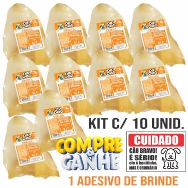 Imagem de Orelha Bovina Natural Mordedor Desidratada para Cachorro Dip Dog Kit 1