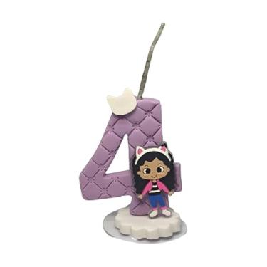 Imagem de Vela de Aniversário Gaby em Biscuit com Aplique (4 anos)