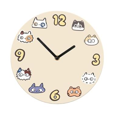 Imagem de Ｂｅｓｇａ Relógio de parede engraçado de gato, silencioso, moderno, arte, decoração, madeira, relógio pendurado, decorativo, para sala de estar, banheiro, 20cm