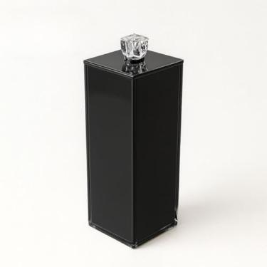 Imagem de Porta Escova Dentes Vidro Preto C/Tampa e Puxador 20x7x7cm