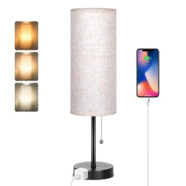 Imagem de Dott Arts Abajur De Mesa De 18" Para Quarto, Abajures De Cabeceira De 3 Cores Com Corrente De Puxar, Abajures De Mesa De Quarto Para Mesa De Cabeceira, Abajur Pequeno Com Tomada Ca Para Sala De Esta