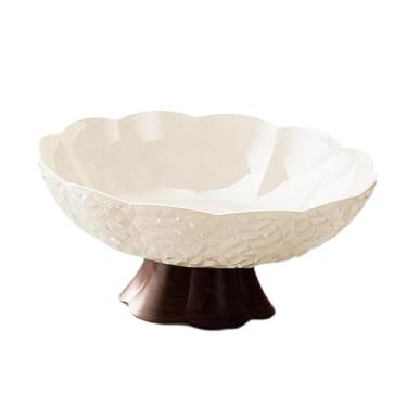 Imagem de IEUDNS Fruteira para Decoração de Casa Bandeja de Frutas com Pé E Drenagem Doméstica, L White, Tamanho real