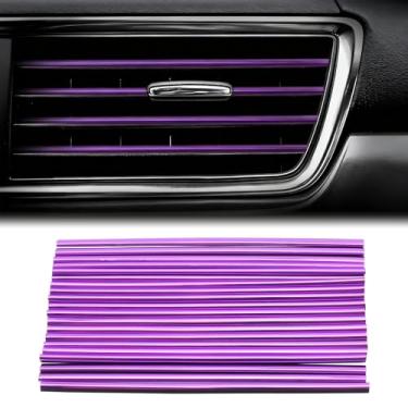 Imagem de 20 peças de tiras de decoração de ar condicionado para carro, saída de saída de ar automotiva, tiras de acabamento faça você mesmo, acessórios de decoração de carro para a maioria dos carros (roxo)